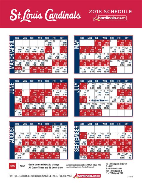 st louis cardinals schedule 2019